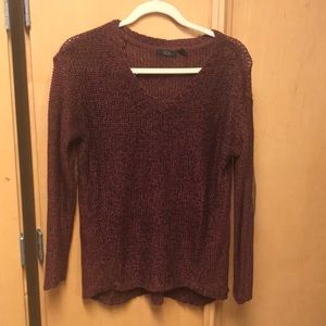 Maroon sweater with tan elbow patches